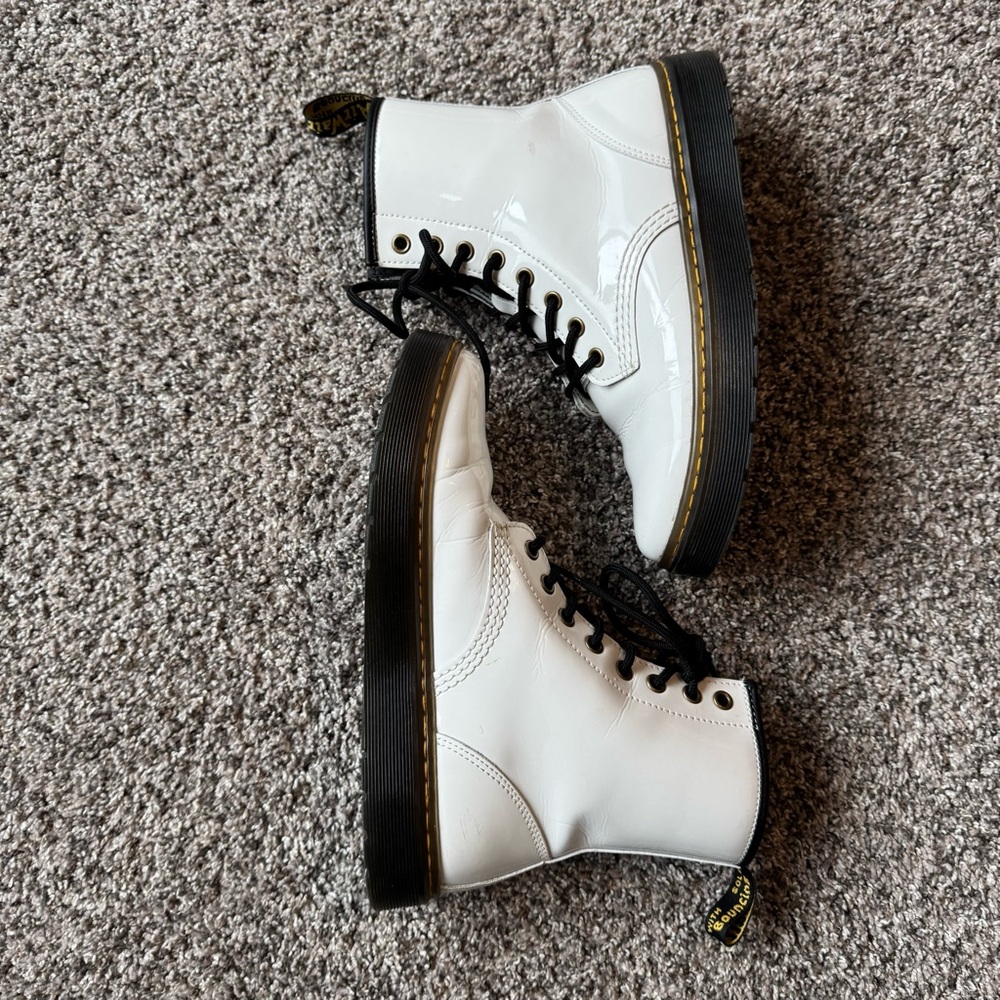 Dr. Martens Zavala white patent leather lace up boots - Picture 2 of 9